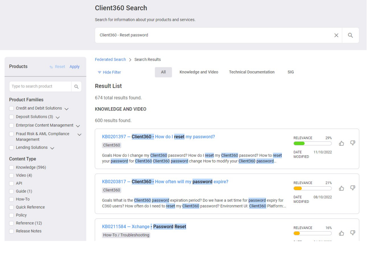 Federated Search screen.
