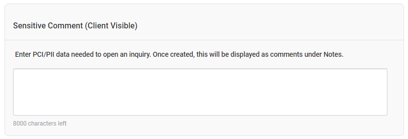 Sensitive comment field.