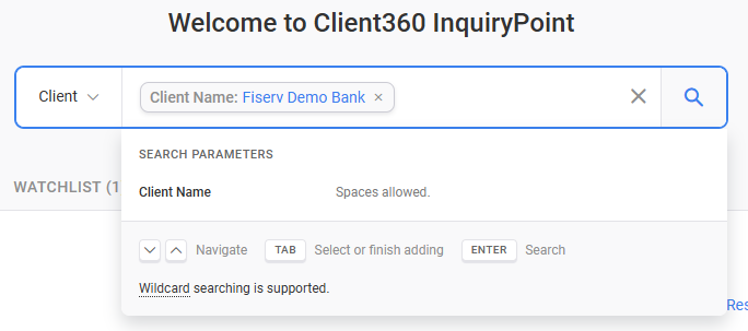 Parameter search options.