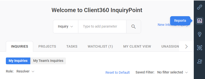 The Reports option on the Quick Access menu.